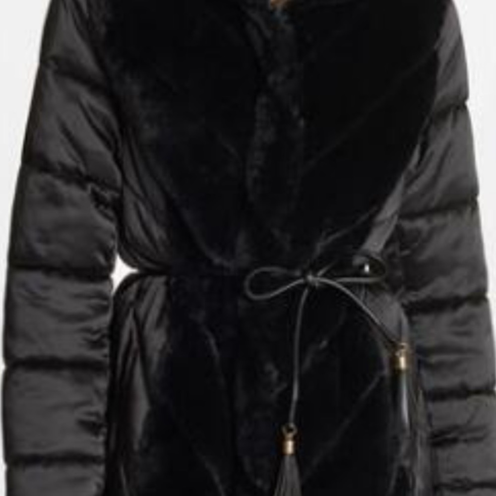 Black Karl Lagerfeld faux fur jacket with hood